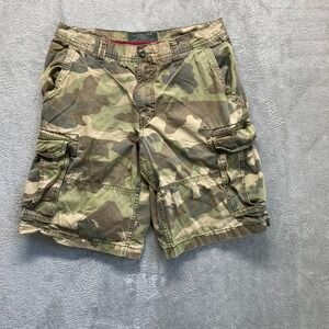 Vintage Old Navy Shorts Mens 33 Green Cargo Camouflage Military Y2K Relaxed